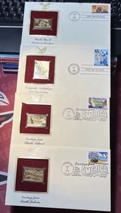 Lot Of 4 Different 22Kt Gold Plated Stamp + Card 1st Day Issue 1995 - 2002 - Picture 1 of 13