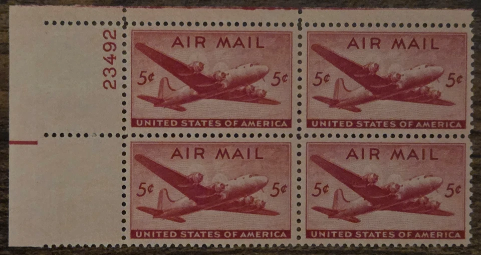 US - Scott C32- Air Mail - TL Plate Block - DC-4 Skymaster - MNH!!! - Image 1 of 1