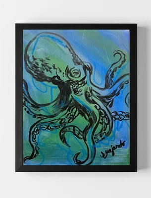 GUAJARDO Original Expresionismo Contemporáneo Pulpo 14X11 Lienzo Arte Firmado Foto 1 de 4