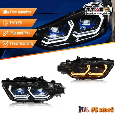 Pair For BMW 3 Series F30 F31 2013-2019 Full LED Headlight Front Lamps 32i 335i Foto 1 de 4