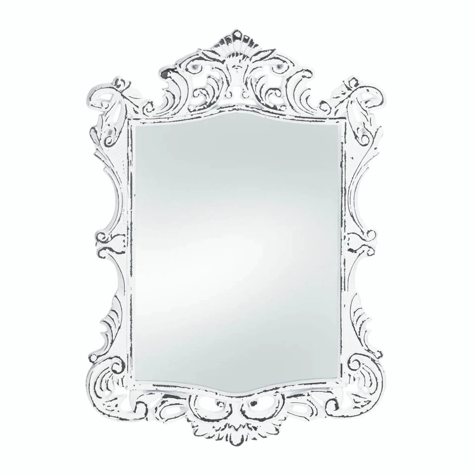 REGAL WHITE DISTRESSED WALL MIRROR - Image 1 of 1