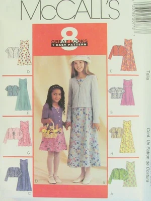 OOP McCALLS 2077 Girls Dress in 2 lengths &Jacket in 8 Looks PATTERN 7-8-10 UC - Image 1 of 3