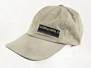 SeaWorld Vintage Hat Beige/Khaki Adjustable Strapback Slouch/Dad Cap - Picture 1 of 11