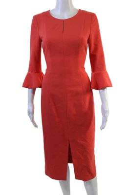 Black Halo, Women Sheath Dress Red Mid-Calf 3/4 Sleeve Size 2 - Image 1 of 4