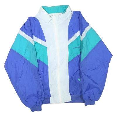 OLEG CASSINI Mens Blue & Teal Colourblock Zip Jacket XL Polyester Blend Woven - Image 1 of 4