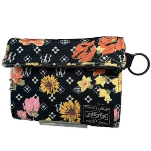 Cartera triple plegable Yoshida PORTER × BEAMSBOY negra floral rara hecha en Japón NUEVA - Imagen 1 de 10
