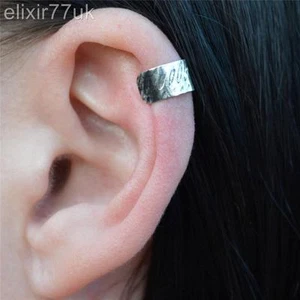 NEW SILVER EAR CUFF HELIX CARTILAGE CLIP ON WRAP EARRING ROCK EMO PUNK GOTHIC UK - Picture 1 of 24