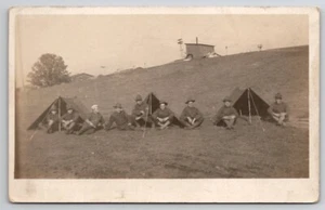 RPPC Military Soldiers Tents On Hillside WW1 Era Real Photo Postcard T22 - Picture 1 of 2