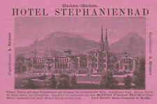 Baden-Baden Hotel Stephanienbad Original Grabado en Madera 1880