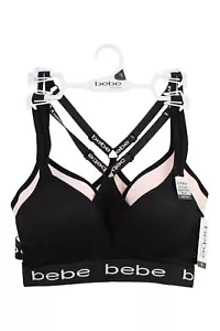 2 PK Reggiseno sportivo rosa nero bebe sexy senza fili racerback senza cuciture 1X 2X 3X 1993 - Foto 1 di 3
