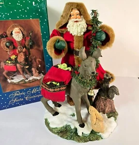 Vintage Traditions Stoffmaché Weihnachtsmann & Waldtier Herzstück 12" Figur - Bild 1 von 20