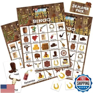 Liliful 35 Stück Western Cowboy Bingo Karten 24 Spieler Cowboy Party Bingo Spiele - Bild 1 von 5