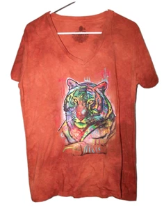 The Mountain Tiger Rust Tie Dyed Cotton Rayon T-Shirt Women's Size XL Orange - Picture 1 of 4