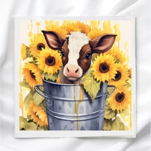 Bloque de edredón de panel de tela para bañera de girasol de vaca para acolchado artesanía CIT749610 - Imagen 1 de 2