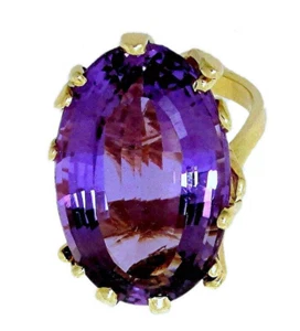 14 Karat Gelbgold Ring länglich oval Amethyst - Bild 1 von 10