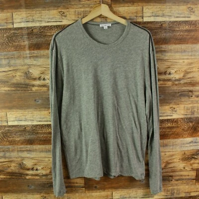 JAMES PERSE Hombre’s Camisa Cuello Redondo Talla 1 US S Gris Manga Larga Algodón Foto 1 de 4