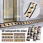 Border Wall Sticker Gold 3D Waterproof Tile Decal Waist Line Wallpaper DIY