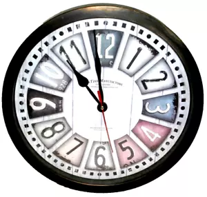 14" ROUND MODERN DISTRESSED QUARTZ WALL CLOCK LARGE BLACK HANDS & NUMBERS - Picture 1 of 6