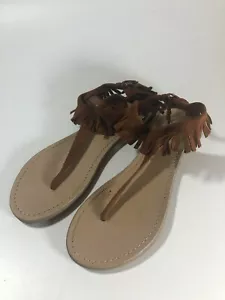 Lindas sandalias tanga con flecos marrones para mujer Report talla 7 - Imagen 1 de 5