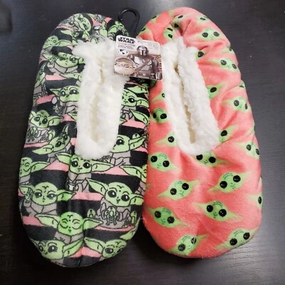 Paquete de 2 pantuflas BABBA difusas Mandalorian GROGU BABY YODA para mujer talla 7-9,5 SUAVES Foto 1 de 3