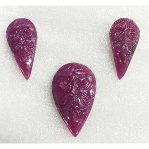 Rare 3pcs Layout Certified Natural Unheated Untreated Carved Ruby 31ct - Picture 1 of 2