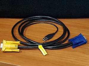 Câble KVM USB 6 pieds avec SPHD 3 en 1 et convertisseur PS/2 vers USB intégré - Photo 1/8