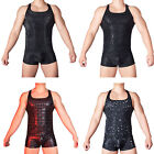 Mens Tops With Shorts Carnival Lingerie Tight Underwear Set Printed Vest Sexy