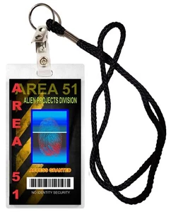 HALLOWEEN COSTUME MOVIE PROP - ID/Security Badges (AREA 51 Badge), - Picture 1 of 1