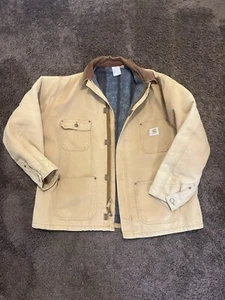 VINTAGE Carhartt Jacket Men XL Brown Duck Blanket Lined Detroit Winter Jacket - Picture 1 of 10