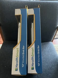 QUNATITY 0F 2 X: HealthSmart 12" Knurled Grab Bar Chrome-Plated Steel - Picture 1 of 4