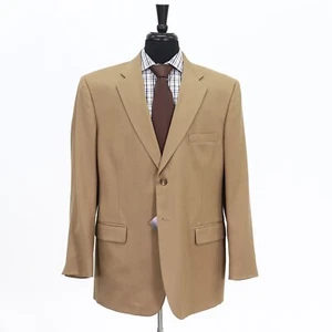 J. Ferrar 44R Brown Sport Coat Blazer Jacket Solid 2B Polyester - Picture 1 of 11
