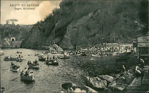 Savona - Saluti da bagni Miramare - animatissima - viaggiata 1924 - Bild 1 von 2