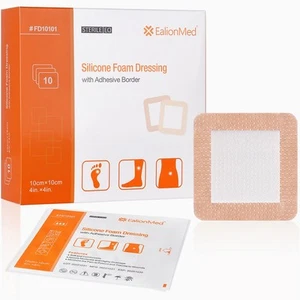 Silicone Foam Dressing with Gentle Adhesive Border 4''x4'', 10 Pack, Painless... - Picture 1 of 6