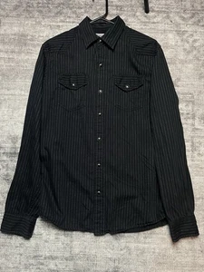 Converse Vintage Striped Button Up Shirt Long Sleeve Mens Size Small Black White - Picture 1 of 7