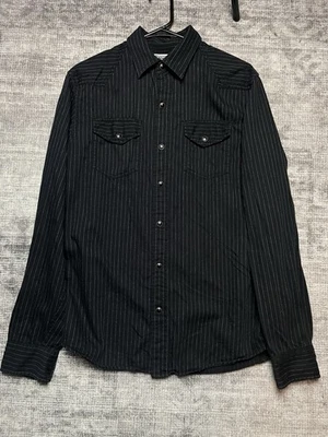 Converse Vintage Striped Button Up Shirt Long Sleeve Mens Size Small Black White - Image 1 of 4