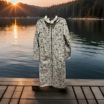 FLAX Lagenlook Reversible Floral Natural Linen Trench Coat Duster Plus 3G 24-26 - Image 1 of 4