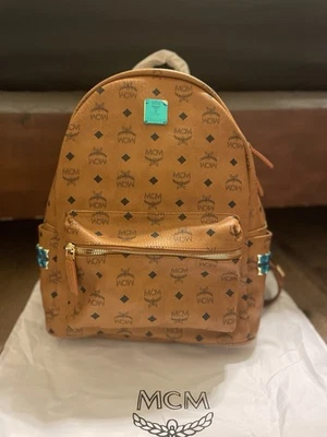 MCM Mochila Extra Grande Beige/Marrón Cuero Hombre Moda Diseñador Mochila  Foto 1 de 4