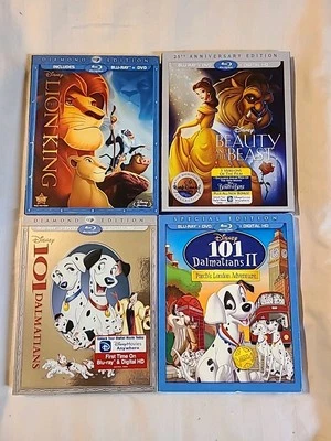 Disney blu ray lot#1 Lion King,beauty And The Beast,101dal.1-2 W/Slipcovers  - Image 1 of 4