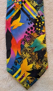 Vintage Serica Elite bunte abstrakte Seidenkrawatte Krawatte Schmetterlinge Blumen - Bild 1 von 14