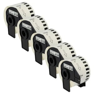 5x rouleaux d'étiquettes ruban avec Brother PT QL650TD QL-700 QL-710 - Afbeelding 1 van 9