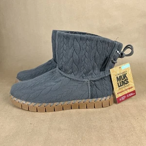 MUK LUKS Womens 8 Hoboken Ankle Boots Faux Fur Lined Cable Knit Heather Grey NWT - Picture 1 of 18