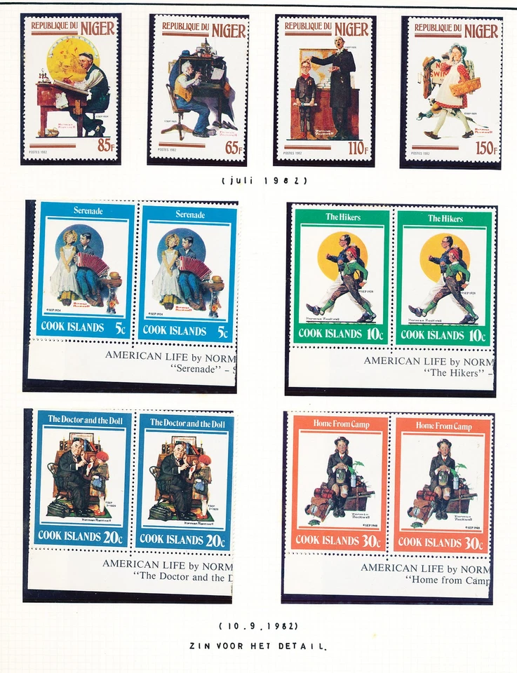 XE55668 Niger Cook Islands Norman Rockwell art paintings fine lot MNH - Image 1 of 1