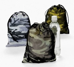 Lote de 12 Bolsas con Cordón de Camuflaje Botín Goody Camuflaje Fiesta Favor Ejército Saco - Imagen 1 de 1