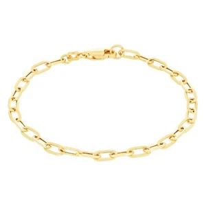 14k Yellow Gold 3mm Paperclip Chain Rolo Cable Link Bracelet Mens Womens 7.5" - Picture 1 of 10