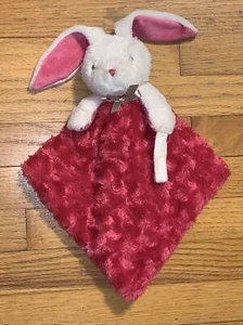 Blankets & Beyond Hot Pink Bunny Rabbit Rosette Swirl Security Blanket/ Lovey - Picture 1 of 3