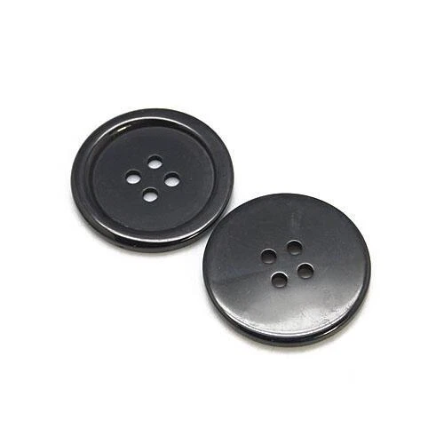 Resin Buttons Black Round 25mm 4-Hole Pack Of 15 - Image 1 of 1
