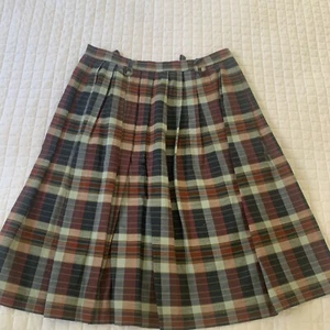 Vtg ILGWU pleated Cotton Plaid Hand Stitched Hem Skirt Button And Zipper Medium - Picture 1 of 8