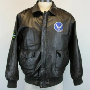 Men's leather jacket Sz M Brown Burk's Bay Korea Vet. Air Force Memorabilia - Picture 1 of 10