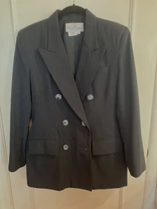 Vtg BLACK 1990’s Oleg Cassini 3 PIECE Pant Skirt Blazer Suit Set Size 6 Office - Picture 1 of 24