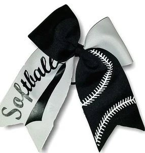 Schwarz-weiße Softball Haarschleife kostenlose Personalisierung!  - Bild 1 von 1
